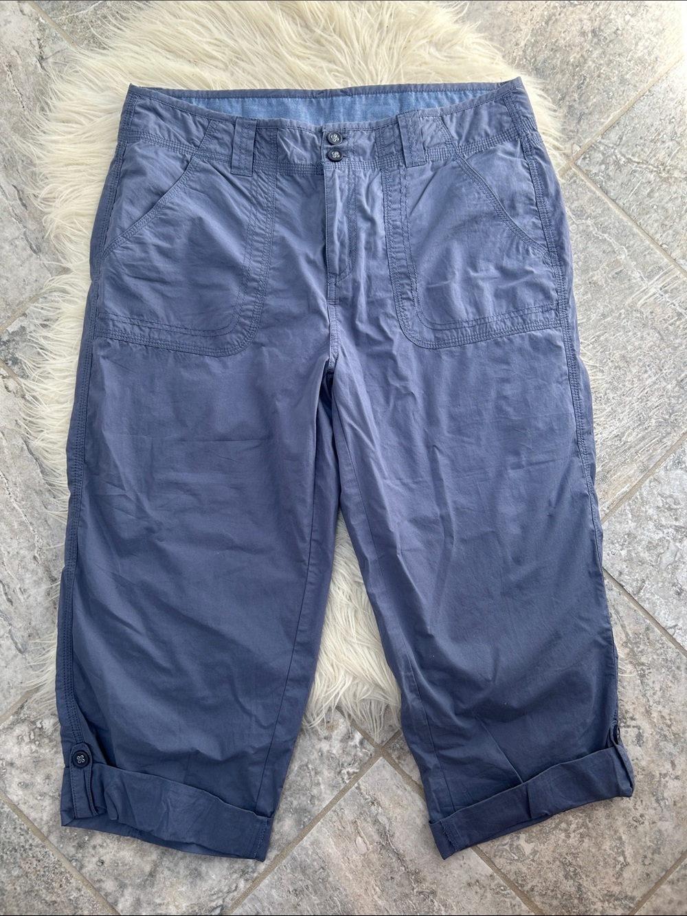 Casual Blue Cropped & Cuffed Lightweight Cargo Pants